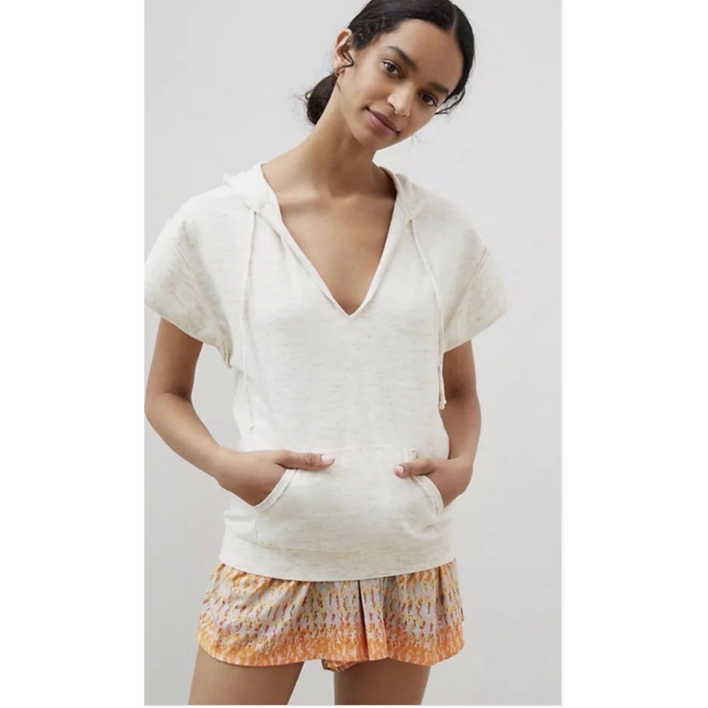 Daily Practice Anthropologie Heather Hooded Sleeveless Top Women S Biege Casual